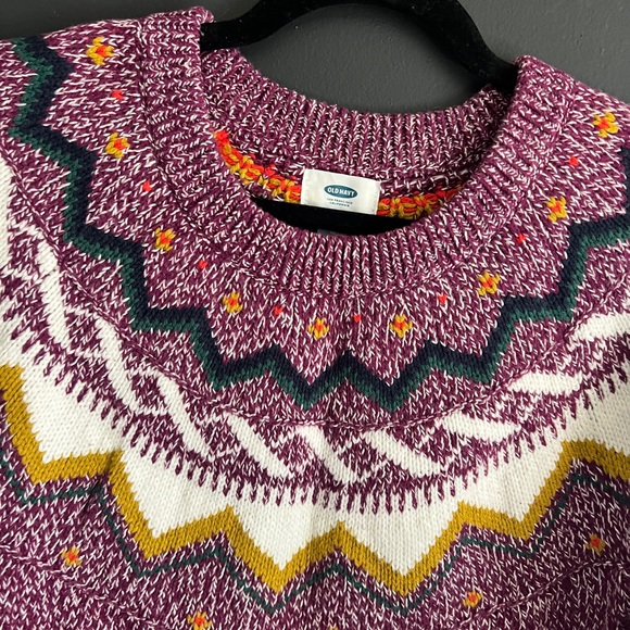 Old Navy Purple Fair Isle Sweater S Tall - Picture 6 of 13